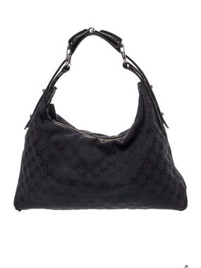 Gucci Black Monogram Hobo Shoulder Bag AUTHENTIC